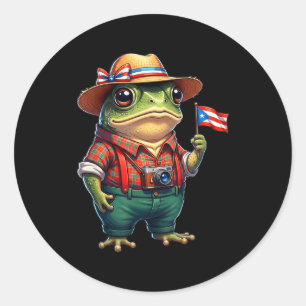 Funny Coqui Frog Puerto Rico Flag Taino Boricua Hi Classic Round Sticker