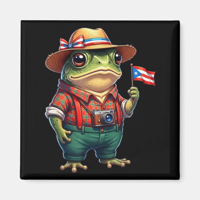 Funny Coqui Frog Puerto Rico Flag Taino Boricua Hi Magnet (Front)