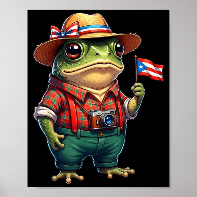 Funny Coqui Frog Puerto Rico Flag Taino Boricua Hi Poster (Front)