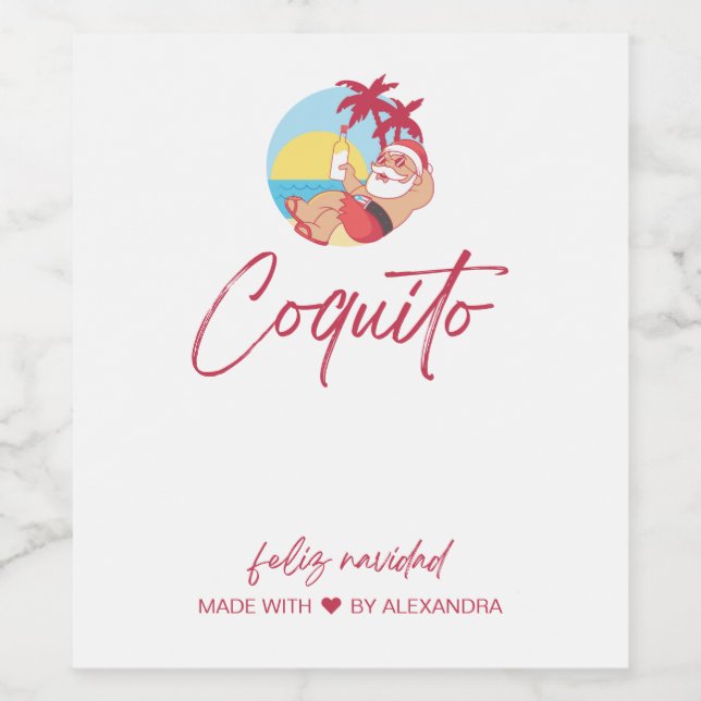 Funny Coquito Santa Food and Beverage Label Set (Single Label)