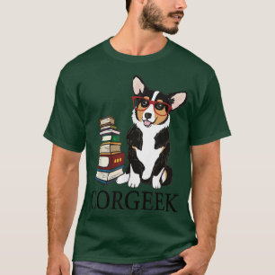 Funny Corgeek Corgi Dog Lovers Book Reading Geek C T-Shirt