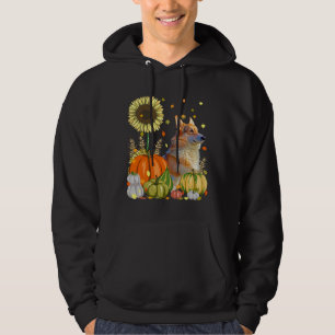 Funny Corgi Amp Pumpkin Dog Sunflower Fall Thanks Hoodie