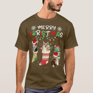 Funny Corgi Christmas Lights Dog Lover  T-Shirt