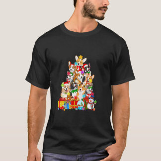 Funny Corgi Christmas Tree Lights Gift Dog Lover T T-Shirt