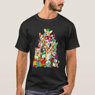 Funny Corgi Christmas Tree Lights Puppy Corgi Dog  T-Shirt