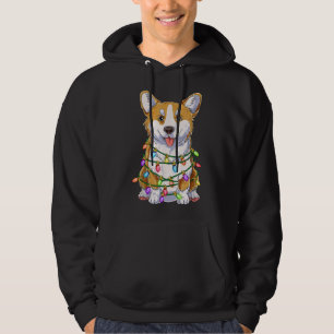 Funny Corgi Christmas Tree Lights Xmas Gift Dog Lo Hoodie