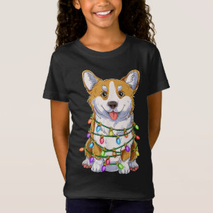 Funny Corgi Christmas Tree Lights Xmas Gift Dog Lo T-Shirt
