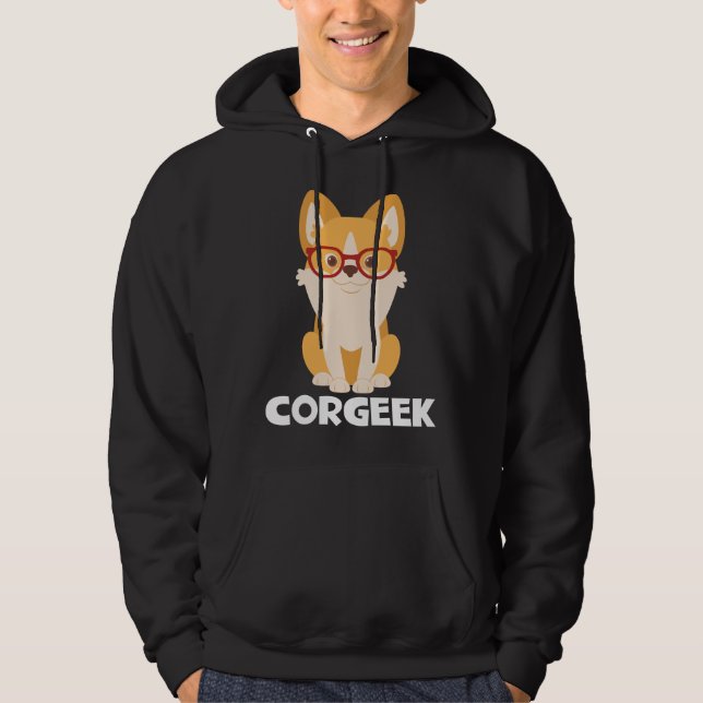 Funny Corgi Dad Puppy Dog Lover Gift Cute Corgeek Hoodie (Front)
