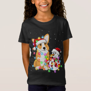 Funny Corgi Dog Christmas Snowman Xmas Lights Paja T-Shirt
