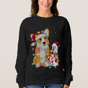 Funny Corgi Dog Christmas Tee Snowman Xmas Lights