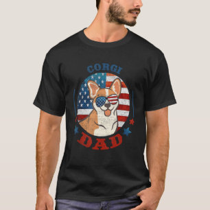 Funny Corgi Dog Dad Patriotic USA T-Shirt