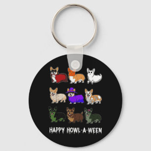 Funny Corgi Dog Halloween Happy Howl-o-ween Key Ring