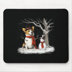 Funny Corgi Dog In The Snow Tree Christmas Winter  Mouse Mat