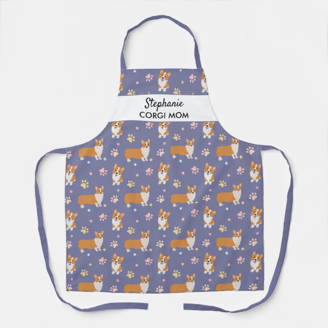 Funny Corgi Dog Lover Dog Mum Dad Custom Apron (Front)