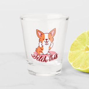 Funny Corgi Dog Middle Finger Fetch This Shot Glass