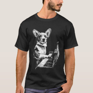 Funny Corgi Dog Motif Playing Piano Art Pianist Gr T-Shirt