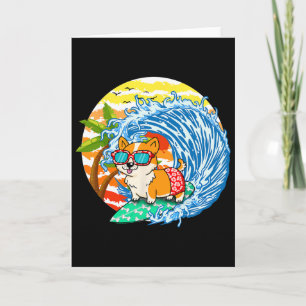 Funny Corgi Dog Surfing Surfer Hawaii Beach Summer Card