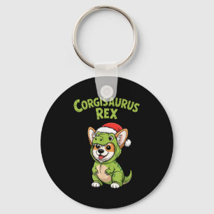 Funny Corgi Dog T-rex Costume Christmas Kids Boys Key Ring