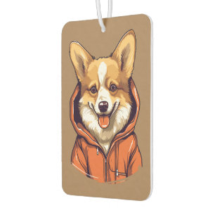 Funny Corgi Dog Wearing Hoodie Car Air Freshener