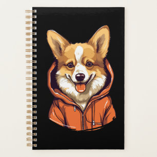 Funny Corgi Dog Wearing Hoodie Scarf Planner