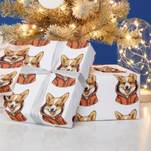Funny Corgi Dog Wearing Hoodie Wrapping Paper