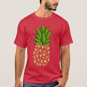 Funny Corgi Dogs Pineapple Tropical Fruit Summer V T-Shirt