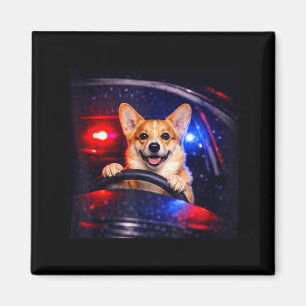 Funny corgi driving meme dog driving a car magnet