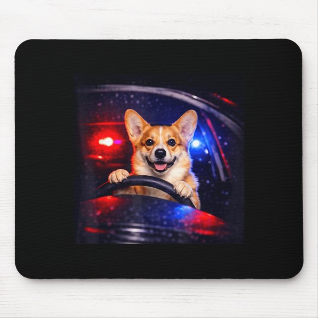 Funny corgi driving meme dog driving a car  mouse mat (Front)