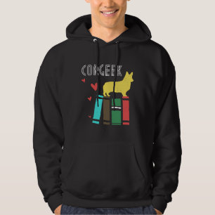 Funny Corgi Geek Corgeek Book Design Print Hoodie