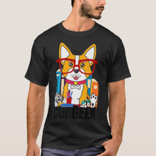 Funny Corgi Geek Corgeek Book Lovers Nerd Dog Love T-Shirt