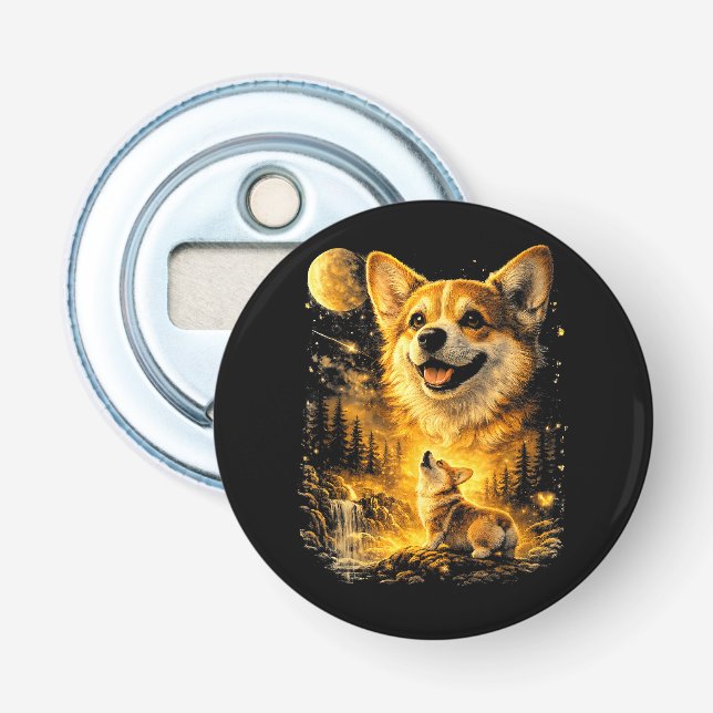 Funny Corgi Howling at The Moon Bottle Opener (Front)