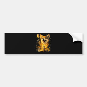 Funny Corgi Howling at The Moon Bumper Sticker