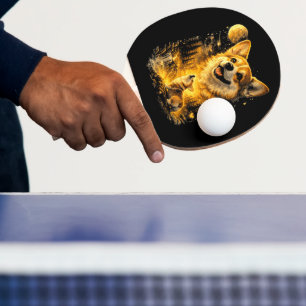 Funny Corgi Howling at The Moon Ping Pong Paddle