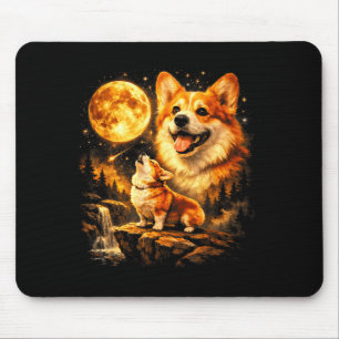 Funny corgi howling at the moon vintage mystical mouse mat