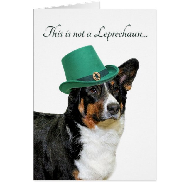 Funny Corgi Leprechaun Card (Front)