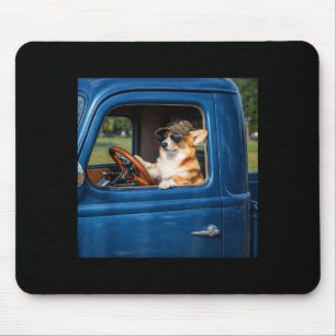 Funny corgi meme humorous dog driving truck road mouse mat