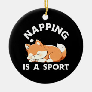 Funny Corgi Napping Is a Sport Dog Lover Ceramic Tree Decoration