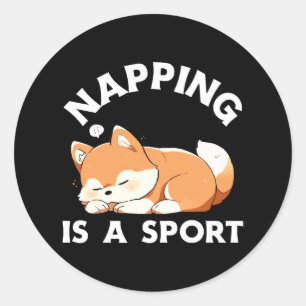 Funny Corgi Napping Is a Sport Dog Lover Classic Round Sticker