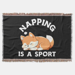 Funny Corgi Napping Is a Sport Dog Lover Throw Blanket