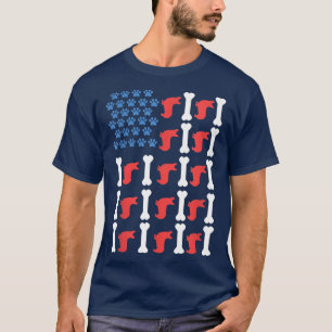 Funny Corgi Paws Flag American USA Dog Lover T-Shirt