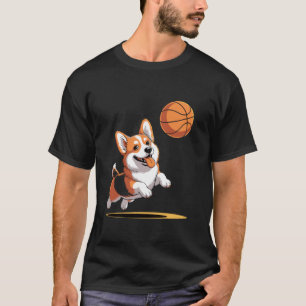 Funny Corgi Playing Basketball Slam Dunk T-Shirt