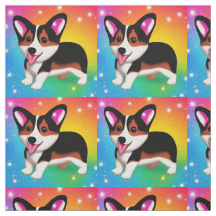 Funny Corgi Puppy Dog Fabric