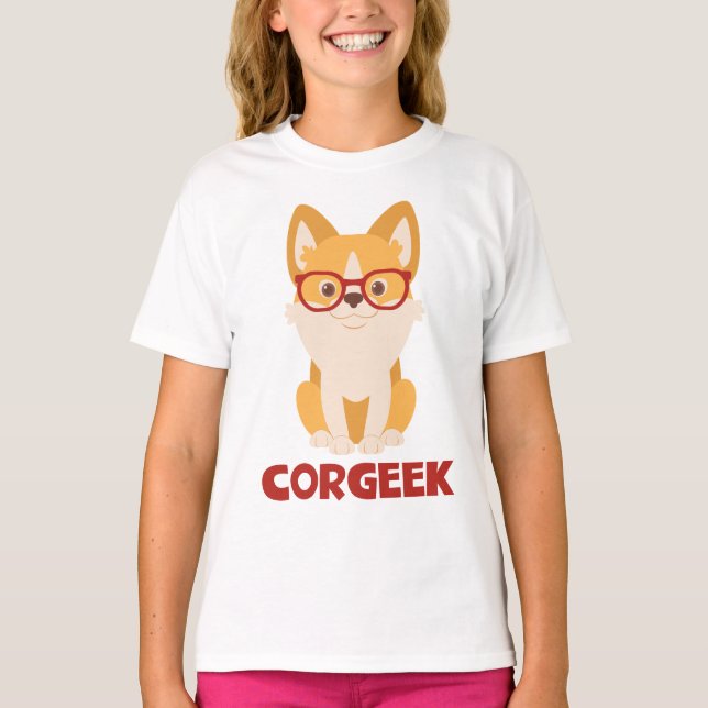 Funny Corgi Puppy Dog Lover Gift Cute Corgeek T-Shirt (Front)