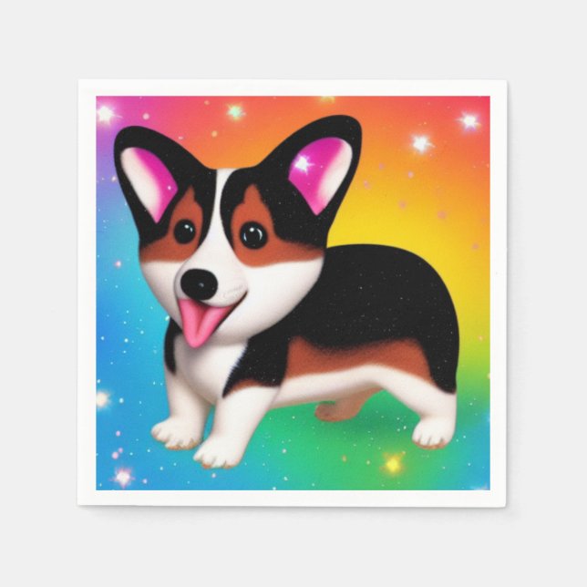 Funny Corgi Puppy Dog   Napkin (Front)