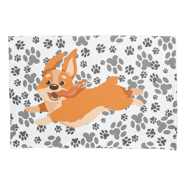 Funny Corgi Puppy Dog Pillowcase (Front)