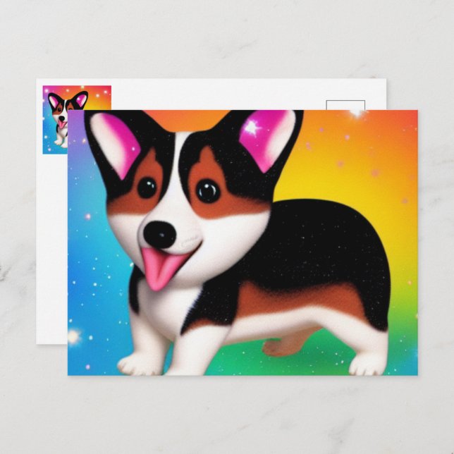 Funny Corgi Puppy Dog   Postcard (Front/Back)