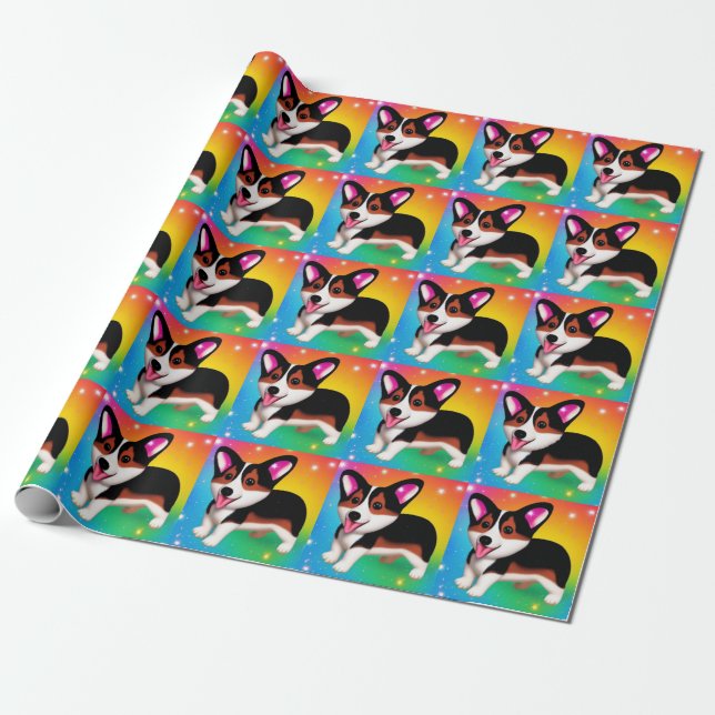 Funny Corgi Puppy Dog   Wrapping Paper (Unrolled)