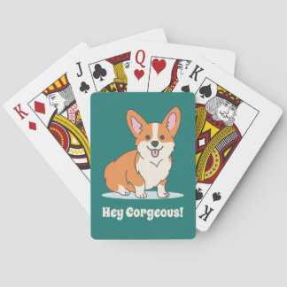 Funny Corgi Puppy - Hey Corgeous Playing Cards