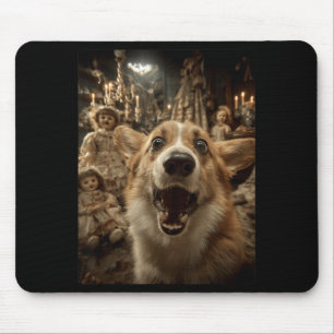 Funny Corgi Selfie With Y Dolls Spooky Halloween Mouse Mat
