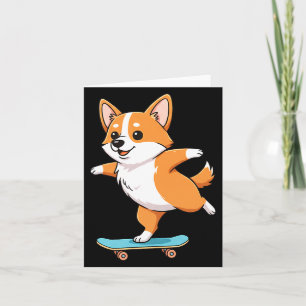 Funny Corgi Skater Skateboard Ballerina Mom Dad Ki Card